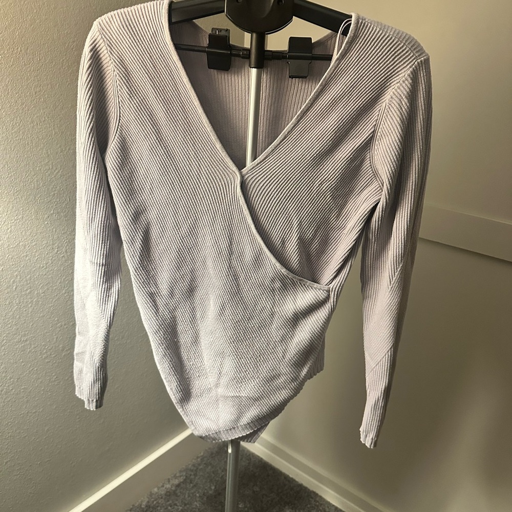 lululemon athletica Lavender Ribbed Wrap V-Neck Sweater